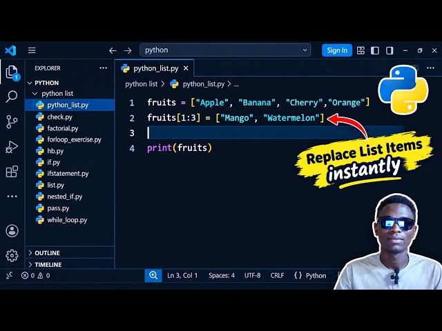Replace Multiple Python List Items in Seconds! 🔥 | Beginner Tutorial