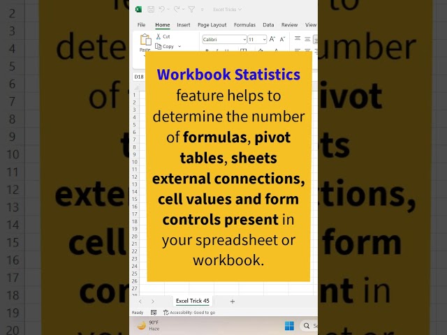 Excel Trick 45  - How to Get Workbook Statistics in Microsoft Excel #shorts