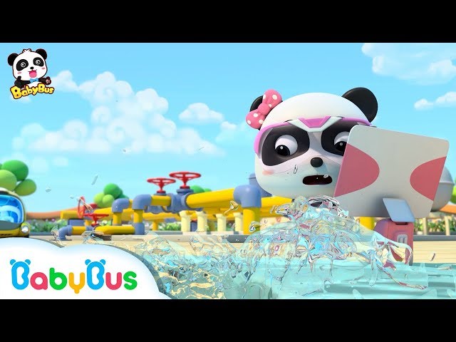 Water Pipe's Broken, Water Gushing out | Super Panda Rescue Team 3 | BabyBus Cartoon for Kids
