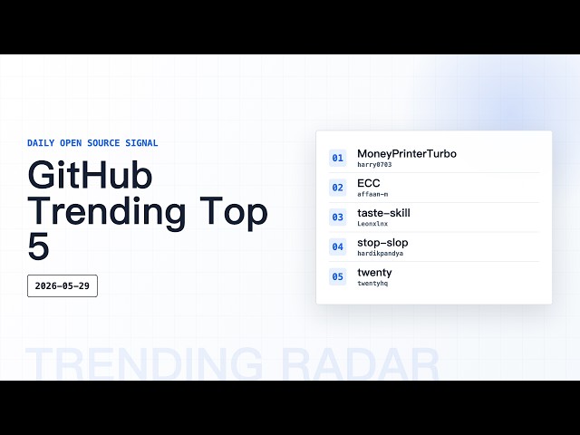 GitHub Trending Top 5 Today: AI Video, Agents, Open Source CRM