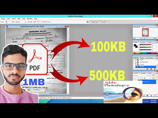 Photoshop 7.0 में PDF Size 100KB और 500KB कैसे करें | Compress PDF Easily in Hindi
