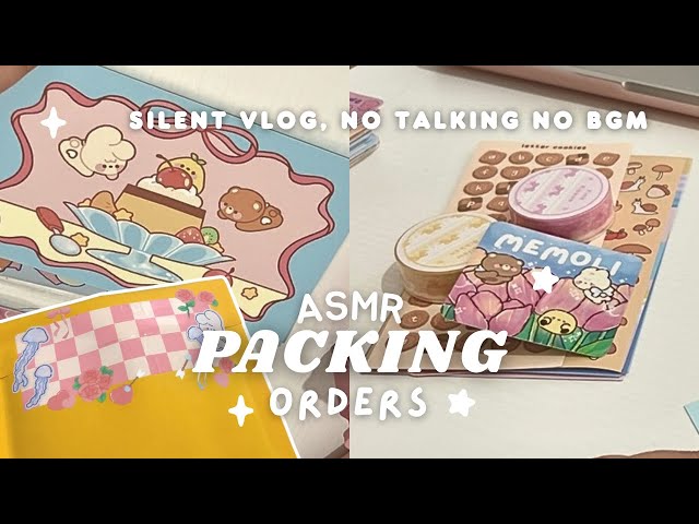 packing orders for my sticker shop 01 💌🎀 ASMR packing sounds, no talking, no bgm