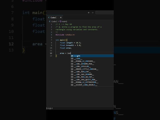 C Program: Area of Rectangle #cprogramming #arearectangle #cbasics