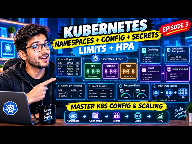 Kubernetes Namespaces, ConfigMaps, Secrets, Resource Limits & HPA (Episode 3)