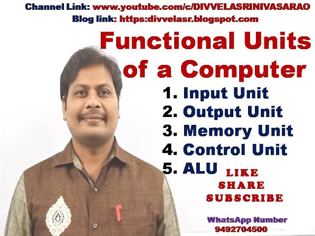 Basic Functional Units of a Computer || Functional Units of Digital System || CO || COA || CA ||