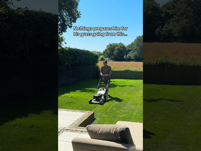 Nothing could’ve prepared him for his grass to go from this 😢😅