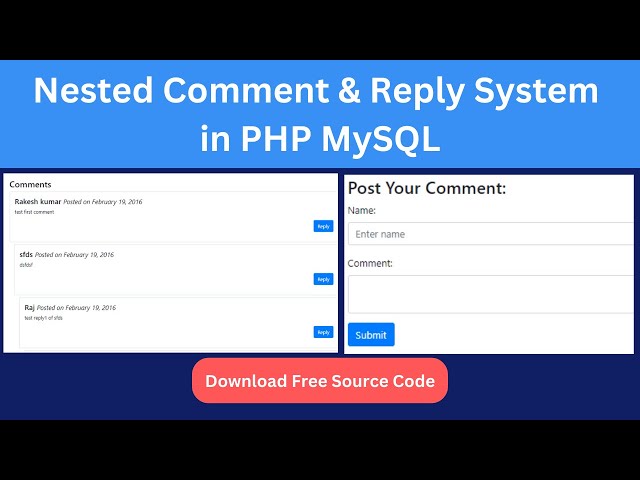 Nested Comment and Reply System in PHP MySQL | Advanced Comment and Reply System in PHP Hindi
