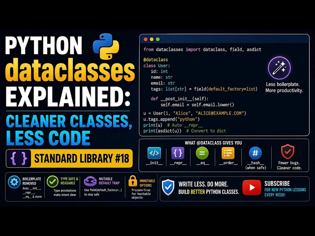 Python dataclasses Explained: Cleaner Classes, Less Code | Standard Library #18