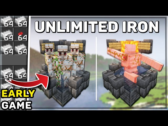 No Redstone IRON FARM | Early Game, Unlimited Iron