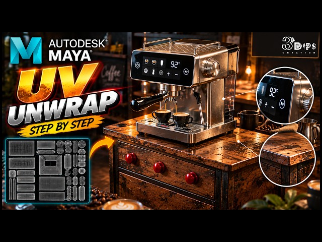 UV Unwrap Like a PRO 🔥 Coffee Machine in Autodesk Maya