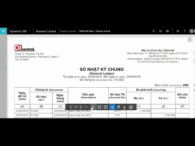 DiCentral Vietnam Localization Pack (VAS) for D365 Business Central Demo