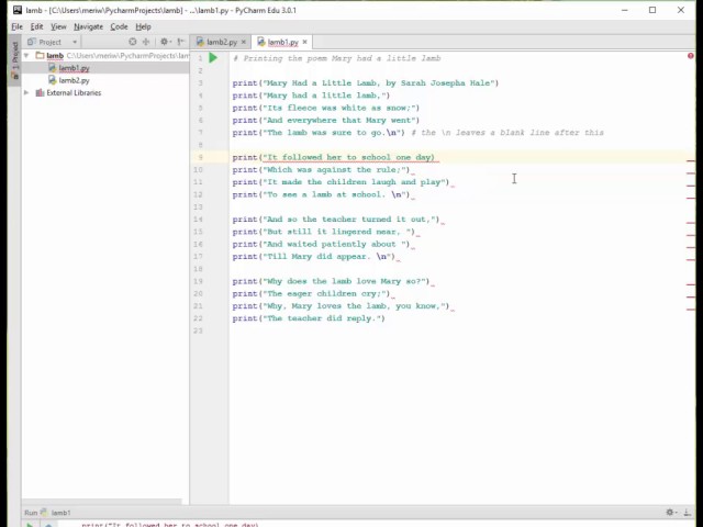 PRG-105: Fixing Errors in PyCharm