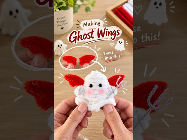 How to Make Pipe Cleaner Ghost Wings 👻❤️ | Halloween Craft #shorts #makehalloween
