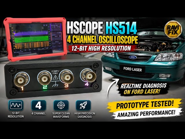 HScope HS514 four channel Oscilloscope review | Super Clean Waveforms with a realtime diagnosis.