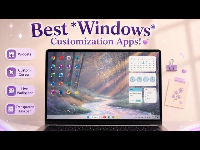 🫧Best FREE Apps for an Aesthetic Laptop • Live wallpaper, customized cursor & More