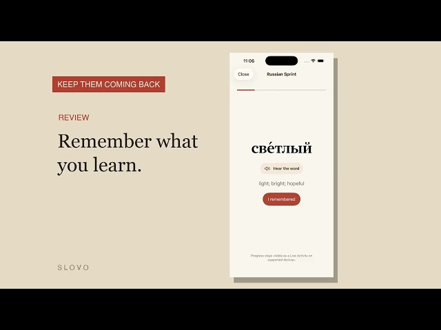Slovo: Learn Russian from your Lock Screen