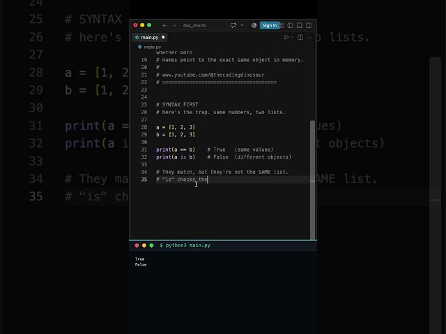 "is" vs "==" in Python — the mistake everyone makes