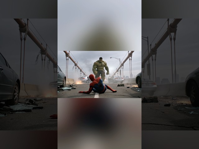 Injured Spider-Man Faces Hulk on the Bridge