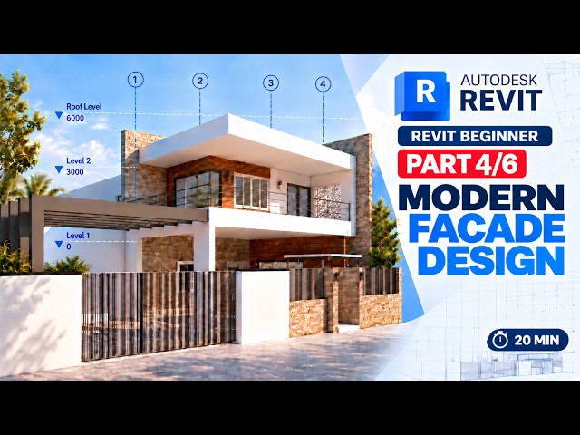 Revit Tutorial for Beginner 4/6 | Modern Facade Design Revit | Revit 2027