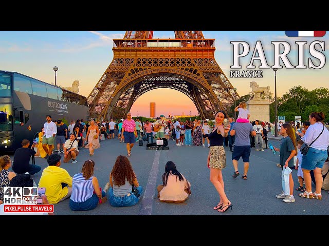 Paris France 4K Walk | Montmartre, Place du Tertre & Eiffel Tower Night Walking Tour
