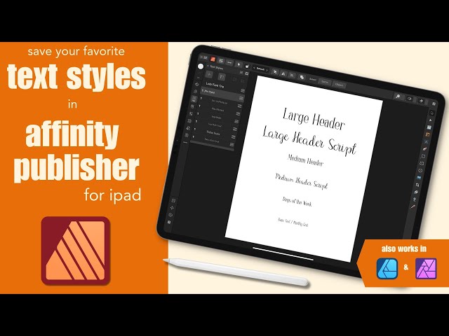Saving Text Styles as Assets | Affinity Publisher for iPad | Designer and Photo | Beginner Tutorial