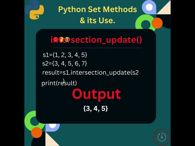 Exploring Python Set Methods 'intersection_update()'  #python  #coding  #interview #pythontutorial