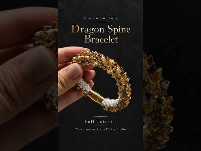 Dragon Spine Bracelet Tutorial | Brick Stitch with Long Magatama Beads #shorts