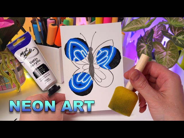 Butterfly with Neon Art Technique 🦋