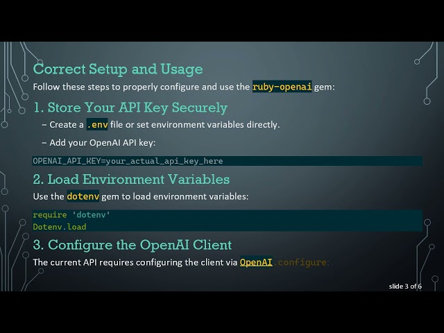 How to Properly Set Up and Use the ruby-openai Gem with API Key and Chat Completion