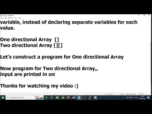 One directional and Two directional Array with a Sample program in C language | 2022 | learn easy