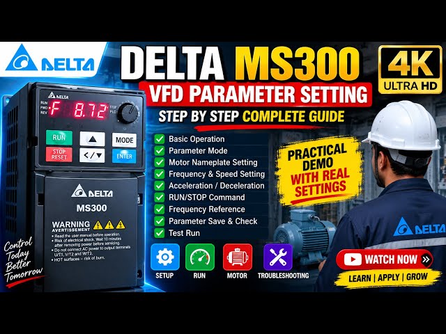 Delta MS300 VFD Parameter Setting | Step by Step Complete Guide | Delta VFD Programming #vfd #tech 