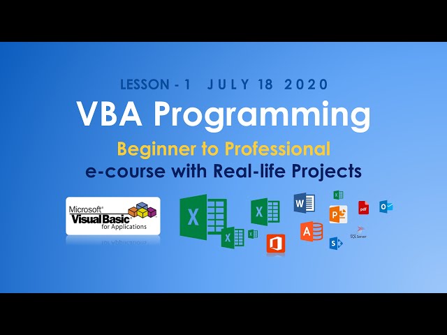 VBA Programming e-course with Real-Life Projects - E01