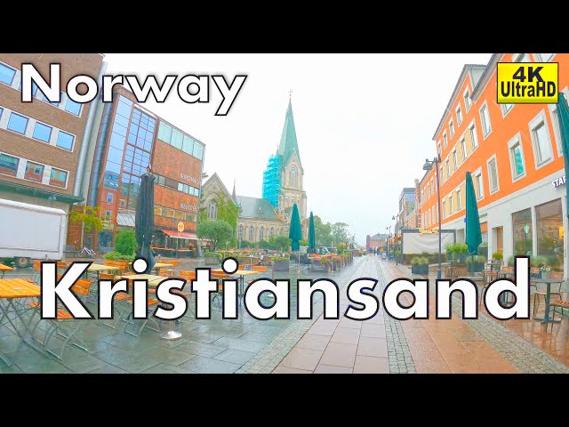 Kristiansand - City Walk in Rain