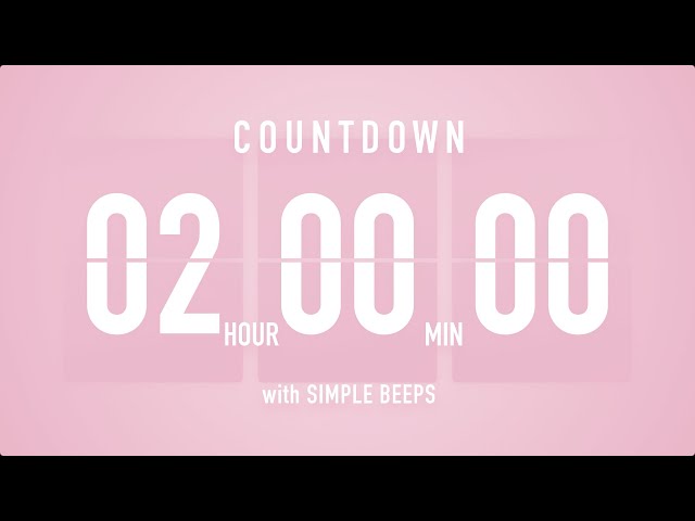 2 Hour Countdown Timer 🌸 Flip Clock with Simple Beeps 🔔