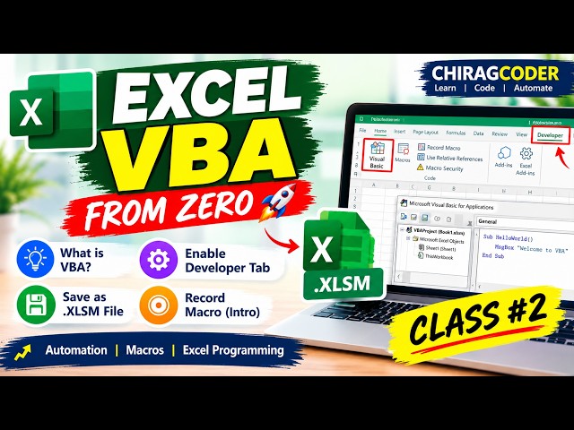 Excel VBA Class 2: Record Your First Macro | Relative Reference & Macro Syntax | Beginner Tutorial