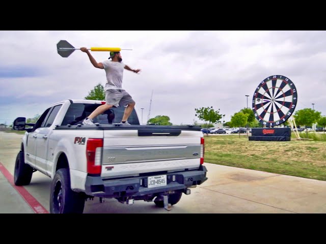 GIANT DARTS Battle: The 12-Foot Bullseye Challenge!