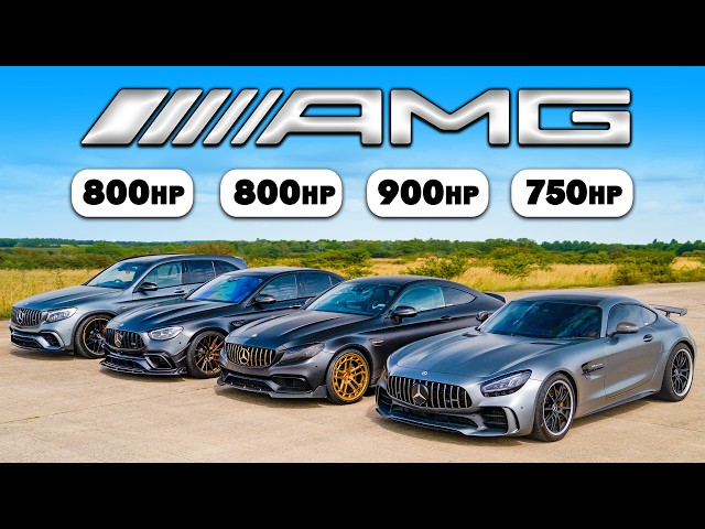 900hp AMG C63 v GTR v E63 v GLC 63: DRAG RACE