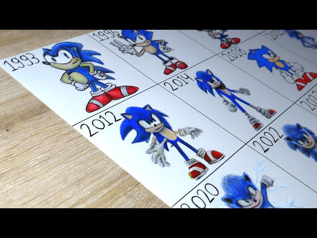 I drew the FULL Evolution of SONIC! (From Past to Present)