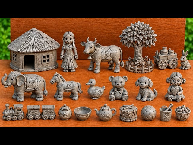 12 Cute kitchen set DIY | Miniature clay craft | All clay kitchen utensils | Clay house making