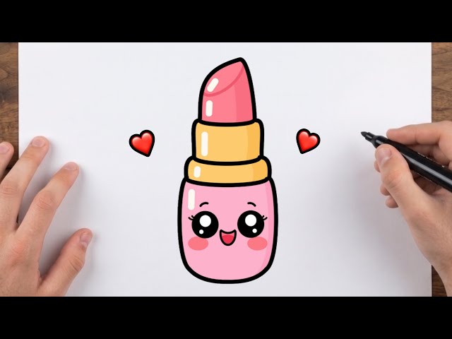 How to Draw a Cute Lipstick | Easy Step by step drawing for kids.