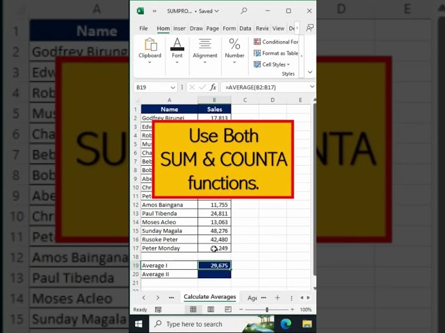 Two Formulas for Average Calculation in Excel