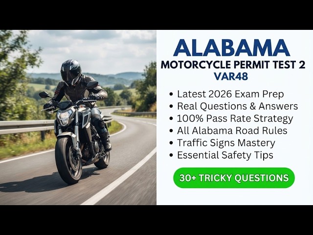 2026 Alabama Motorcycle Permit Test 2 Var48 Practice Exam: Pass Your Official DMV Test on First Try