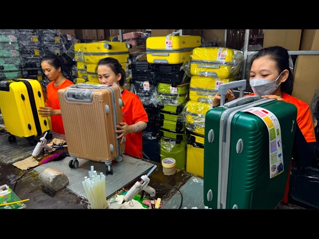 The process of making lightweight suitcases in a Vietnamese factory