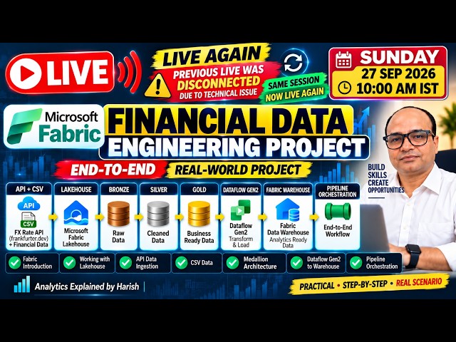 🔴 LIVE Again : End-to-End Financial Project | API → Lakehouse → Medallion → Warehouse