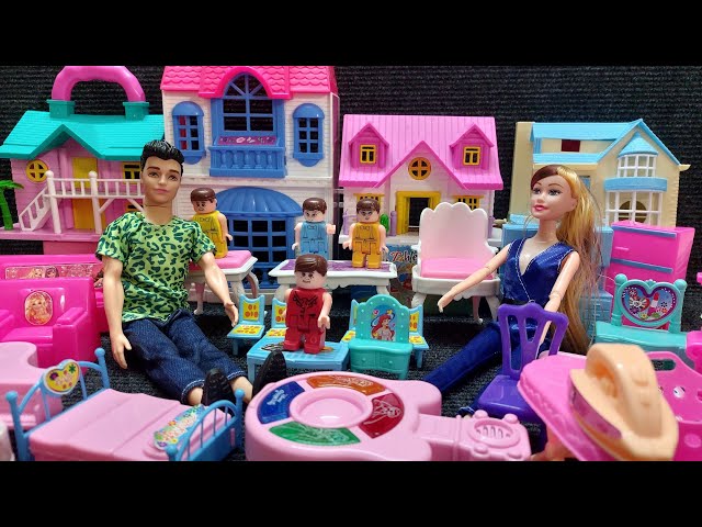 9 Minutes Satisfying Unboxing Of Barbie Princess Home with Sofa Set Review ASMR