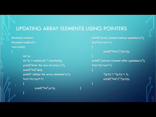 Example Programs in C using Pointers