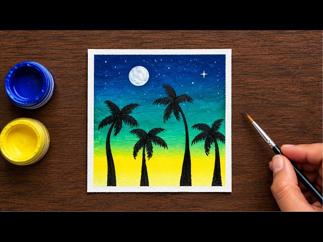 Nature painting for Beginners | Sunset Painting | Drawing of Nature