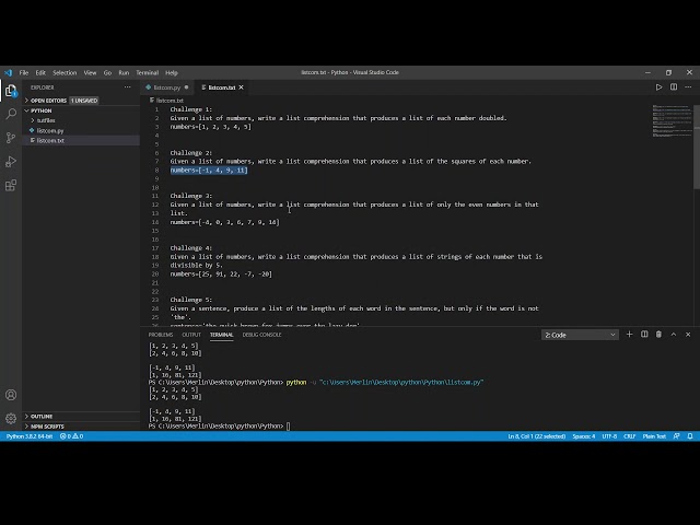 Python Challenges (List Comprehension Advanced)