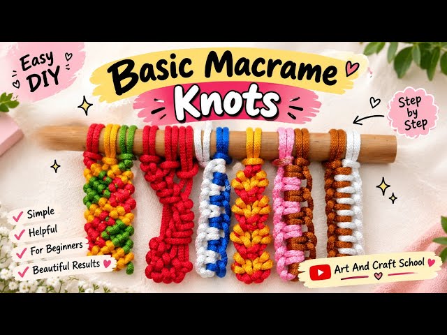DIY | 6 BASIC MACRAME KNOTS | MACRAME ZÁKLADNÍ UZLY | ART AND CRAFT SCHOOL 