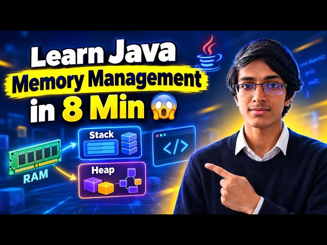 Learn Java Memory Management in 8 Minutes 😱 | Stack, Heap & Garbage Collection #Java #JVM #LearnJava